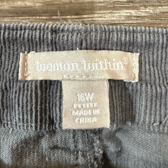 Woman Within Pants Gray Corduroy Straight Leg Petite Sz:16W Momcore Normcore - Picture 2 of 6